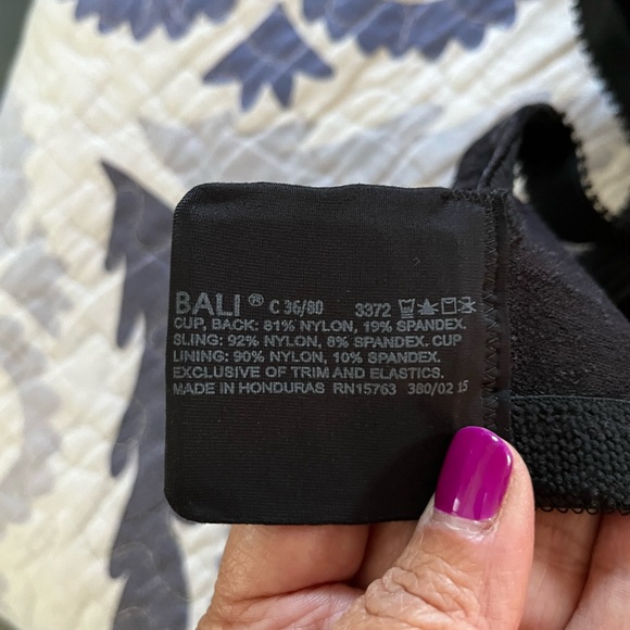 Bali Black Jacquard print un padded bra, Sz 36C - Picture 5 of 5